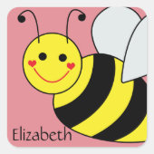 Sticker Carré Bee Bumble Personnalisée (Devant)