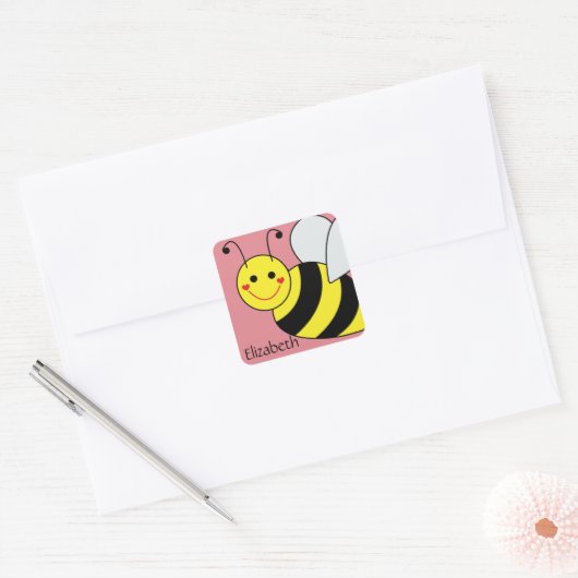 Sticker Carré Bee Bumble Personnalisée (Enveloppe)