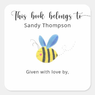 Sticker Carré Bee - Ce livre appartient à