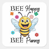Sticker Carré Bee Happy Bee Punny (Devant)