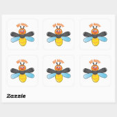 Sticker Carré Bee Happy Smiling Cartoon Firefly Insect caractère (Feuille)