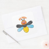 Sticker Carré Bee Happy Smiling Cartoon Firefly Insect caractère (Enveloppe)