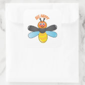 Sticker Carré Bee Happy Smiling Cartoon Firefly Insect caractère (Sac)