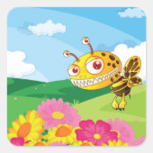Sticker Carré Bee Monster mignonne mais Déplaisante dans un cham (Devant)