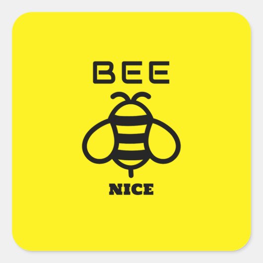 Sticker Carré Bee Nice with Yellow Background Design (Devant)