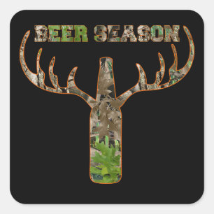 Sticker Carré Beer Season Hunting Season Venin For Hunter