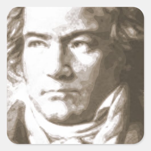 Sticker Carré Beethoven À Sepia (Devant)