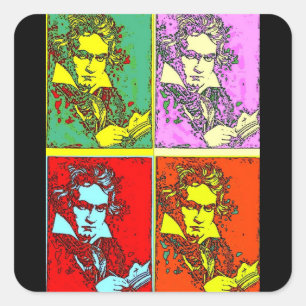 Sticker Carré Beethoven pop-art