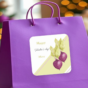 Sticker Carré Beets mignonnes en Amour Aquarelle peinte à la mai