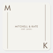 Sticker Carré Beige Brown simple ligne Mariage (Devant)