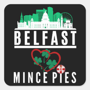 Sticker Carré Belfast Loves Mince Pies Cityscape