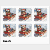 Sticker Carré Belgian Shepherd in Sledge Let it Snow Christmas (Feuille)