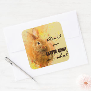 Sticker Carré Belle Aquarelle de lapin de Pâques