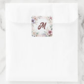 Sticker Carré Belle aquarelle Florale Monogramme botanique (Sac)