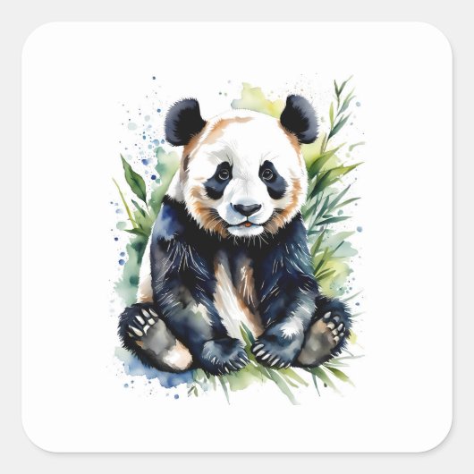 Sticker Carré Belle aquarelle Panda Bear (Devant)