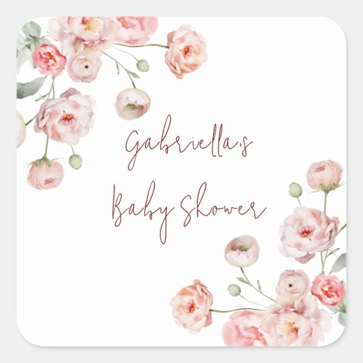 Sticker Carré Belle Babyshower Pastel (Devant)