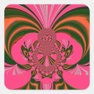 Sticker Carré Belle belle Africaine Hot rose rouge or vert