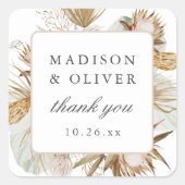 Sticker Carré Belle Boho Botanique Blanc Mariage Faveur (Devant)