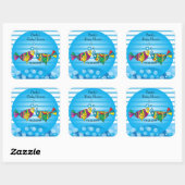 Sticker Carré Belle Bubbles Poisson Thème Baby shower (Feuille)