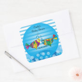 Sticker Carré Belle Bubbles Poisson Thème Baby shower (Enveloppe)