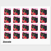 Sticker Carré Belle Chat Noir (Feuille)