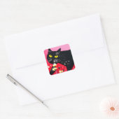 Sticker Carré Belle Chat Noir (Enveloppe)