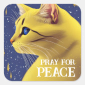 Sticker Carré Belle chatte jaune aux yeux bleus - ukraine (Devant)