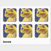 Sticker Carré Belle chatte jaune aux yeux bleus - ukraine (Feuille)