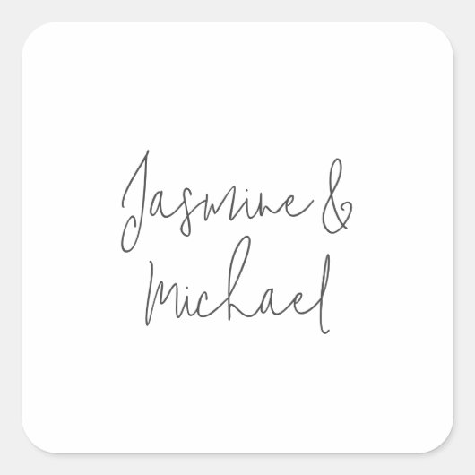 Sticker Carré Belle Chic Calligraphie Couple Noms (Devant)
