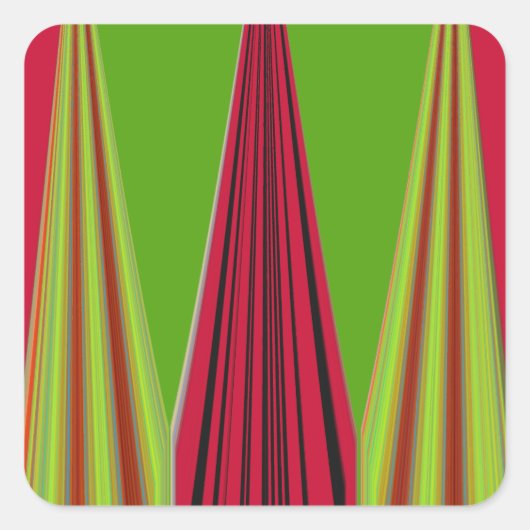 Sticker Carré Belle conception d'art fractal jaune rouge (Devant)