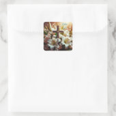 Sticker Carré Belle croix de lys de Pâques (Sac)