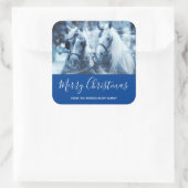 Sticker Carré Belle équipe Cheval hiver Photo Noël (Sac)