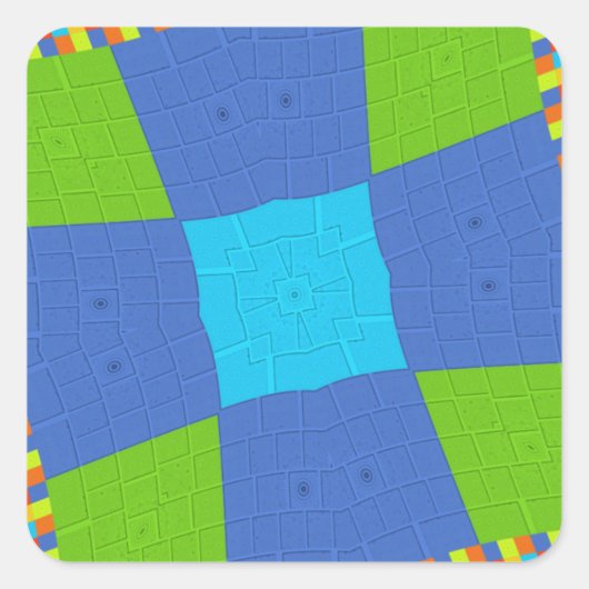 Sticker Carré Belle Extraordinaire Vert Bleu Cyan Art Design d'i (Devant)