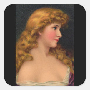 Sticker Carré belle femme aux cheveux longs