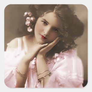 Sticker Carré Belle femme vintage