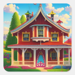 Sticker Carré Belle ferme campagne