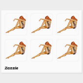 Sticker Carré Belle fille à la tête rouge (Feuille)