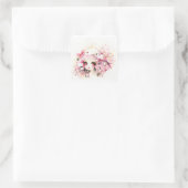 Sticker Carré Belle fille avec des lapins mignons (Sac)