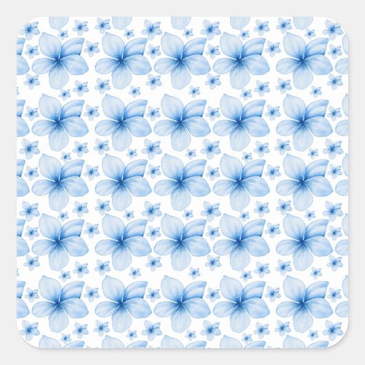 Sticker Carré Belle Fleur Bleue Motif sans couture (Devant)