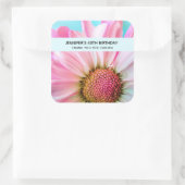 Sticker Carré Belle Fleur rose Gros plan Photo Anniversaire (Sac)