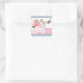 Sticker Carré Belle florale et papillon Saint-Valentin (Sac)