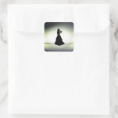 Sticker Carré Belle Gitane Joue Violon Vert (Sac)