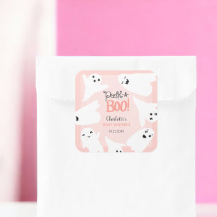 Sticker Carré Belle Halloween fantômes baby shower rose