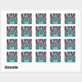 Sticker Carré Belle impression Angélique Purple et Cyan Abstrait (Feuille)