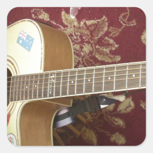 Sticker Carré Belle jolie guitare Vintage sur le Motif Africain