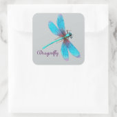 Sticker Carré Belle libellule bleu clair Turquoise (Sac)