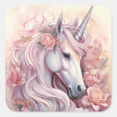 Sticker Carré Belle licorne (Devant)