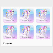 Sticker Carré Belle licorne avec Rainbow Mane & Tail (Feuille)