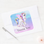 Sticker Carré Belle licorne avec Rainbow Mane & Tail (Enveloppe)