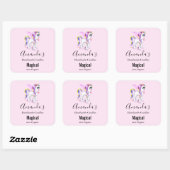 Sticker Carré Belle licorne avec Rainbow Mane & Tail Candle (Feuille)